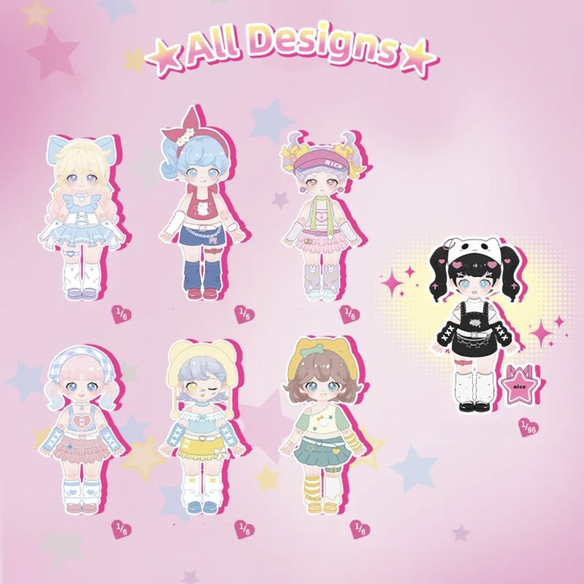 Teennar Campus Idol BJD Series TOY Figure Ornement Gift PVC Doll 6PCS 1SET For use 15 years old or above.