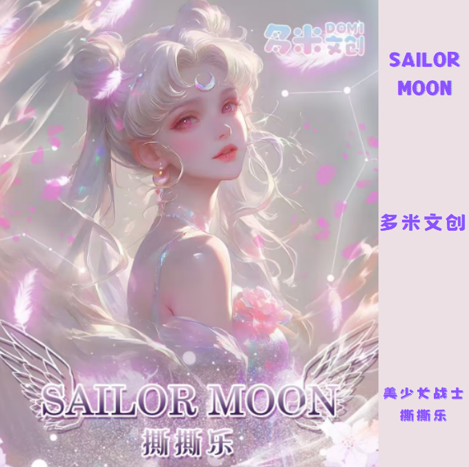 Domi Tearful Fun, Sailor Moon - One Box Containing 100 Packs, Each Pack with 3 Sheets