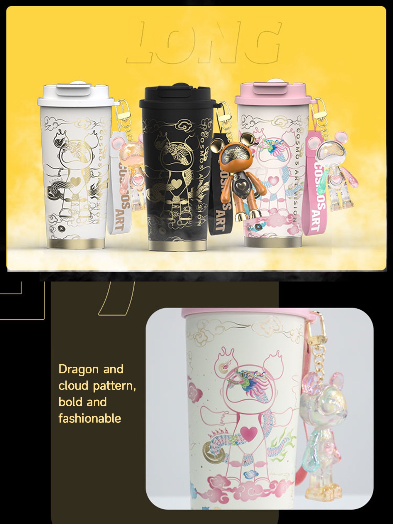 【COSMOS】 Interstellar Bear Insulated Cup 500ml (“LONG” Cup)
